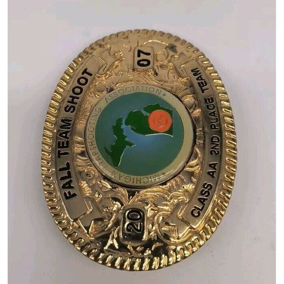 Shooting Gold Fall Team Shoot 2007 Class AA 2nd Place Team Belt Buckle - Picture 2 of 8